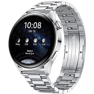 HUAWEI Watch 3 - 4G smartwatch, 1,43 inch Amoled-display, eSIM telefonie, 3 dagen batterijduur, 24/7 SpO2 & hartslagmeting, GPS, 5 ATM, 30 maanden garantie, roestvrijstalen armband