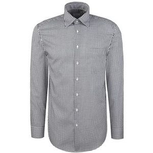 Seidensticker - Businessoverhemd - Donkerblauw - Slim Fit - 1/1 Bedekte Button-Down-kraag Ruit