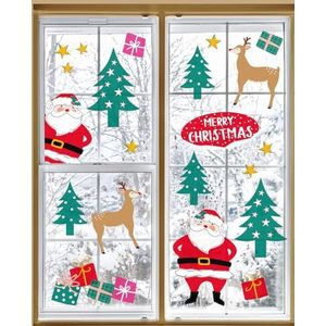 Kerst Raamstickers Herbruikbare Glas Klampt (GEEN Lijm) Feestelijke Xmas Party Decoraties Kindvriendelijk, Met Kerstman, Rudolph, Sneeuwvlokken, Bomen Gemaakt door Talking Tables UK | 6