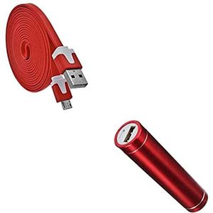 Pack accu voor Samsung Galaxy J6+ Smartphone Micro USB-kabel (3 m externe accu) Android 2600 mAh (rood)