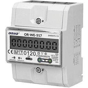 ORNO WE-517 Digitale Enkelfasige Elektriciteitsmeter 3-fasige 80A RS-485 multi-tarief 4,5 modules DIN TH-35mm