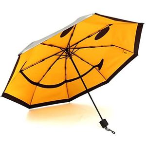 Suck UK | Smiley® Paraplu | Compacte Paraplu Winddicht Sterk | Zwarte reisparaplu en smileyparaplu's voor dames | Telescopische herenparaplu en gele winddichte paraplu | Opvouwbare grote paraplu