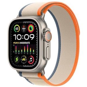 Apple Watch Ultra 2 (GPS + Cellular 49 mm) Smartwatch - Robuuste kast van titanium - Oranje/beige Trail‑bandje M/L. Conditie bijhouden, nauwkeurige gps, extra lange batterijduur, CO₂-neutraal