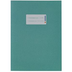 HERMA 5517 papieren notitieboekje DIN A5, boekhoes met tekstveld, van krachtig gerecycled papier en rijke kleuren, boekbeschermer voor schoolschriften, turquoise