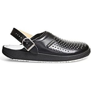 Abeba clog 9310 maat 39 - rubber glad leer zwart, geperforeerd, gecertificeerd