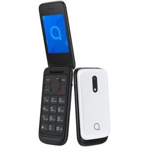 Alcatel 2057 2,4 inch QVGA Dual SIM mobiele telefoon, 2 G, 4 MB RAM, 1,3 MP VGA-camera, Bluetooth (wit)