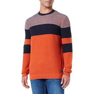 TOM TAILOR Uomini Gebreide trui met strepen 1032278, 30356 - Orange Navy Structured Stripe, S