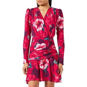 Pinko Jurk met plooien, crepe de chin, casual jurk voor dames, Yn3_mult.Fuchsia/Roze, 44 NL