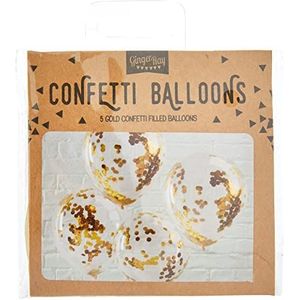 Ginger Ray Gouden Foiled Confetti Gevulde Ballonnen Verjaardagspartij Decoratie 5 Pack, Latex, HUISDIER