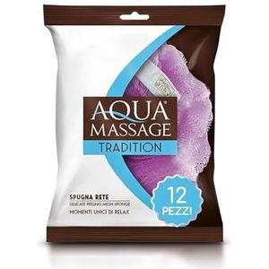 ARIX | 12 stuks sponzen voor bad en douche uit de lijn Aqua Massage Tradition, zachte spons met netstructuur, zachte peeling, anti-cellulitis, reactiveert de microcirculatie, ontspannende spons, 12