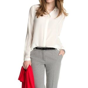 ESPRIT Collection Dames Regular Fit blouse hoge kwaliteit zijde 034EO1F015, wit (off white), 42