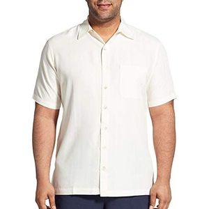 Van Heusen Heren Gestreept herenoverhemd, groot en lang, luchtig, korte mouwen, met knoopjes, van poly rayon, L