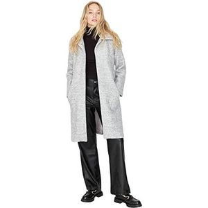 Trendyol Geweven jas met reverskraag voor dames, normale pasvorm, dubbele rij knopen, Grijs, 34