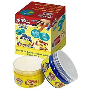 Play Doh - Set van 2 vingerverf voor kinderen, geel en blauw, 2 x 70 ml, officieel product (CyP Brands)