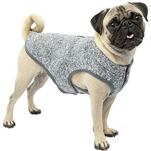 Kurgo K9 Core hondentrui, het hele jaar door trui voor honden, fleece vest voor honden, gebreide fleece huisdierjas, fleece voering, lichtgewicht, ritssluiting voor harnas, verstelbare nek, zwart, S