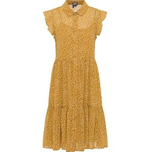 Colina Dames blousejurk jurk, donkergeel, meerkleurig, S