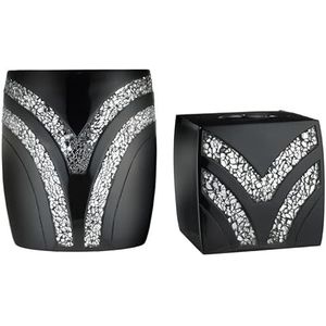 Popular Bath 2 st Sinatra Moderne Bad Accessoires Set Afvalmand & Tissue Box Moderne Klassieke Hedendaagse Decoratieve Mooie Ontwerpen Badkamer Decor Set voor Thuis Luxe Bad Set