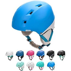 Skihelm voor Heren Dames Jongen Meisje Kid Kinderen - Verstelbaar Skiën Snowboard Sneeuwsport Winter Snowboardhelm (KIONA blauw/wit, M 55-58 cm)