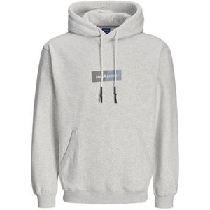 JACK & JONES Jorbronx rechthoek sweatshirt met capuchon voor heren, helder wit/detail: melange, XS, Helder Wit/Detail: Melange, XS