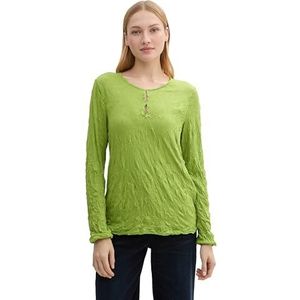 TOM TAILOR T-shirt met lange mouwen voor dames, 26778 - Pea Green, M