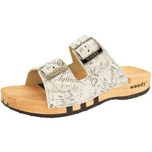 Woody Dames Maxima houten schoen, tblanc, 39 EU, Tblanc, 39 EU