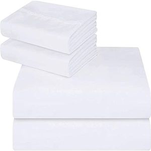 ComfyWell Wit Superking hoeslaken - diepe zak 14 inch (35 cm) - zacht geborsteld microvezelstof wit beddengoed - krimp- en vervagingsbestendig. (super koning (180 x 200 cm), wit)