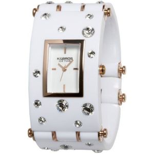 K & Bros dames datum klassiek kwarts horloge met PU armband 9530-4-650