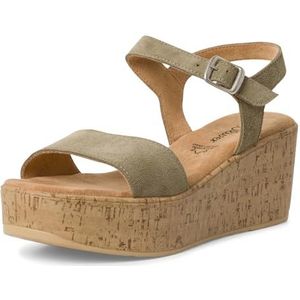 s.Oliver 5-28311-42 Damessandalen met sleehak, pistache, 40 EU