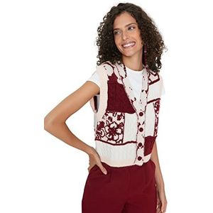 Trendyol Vrouwen Vrouw Regular Standaard V-hals Geweven Trui Vest, roze, S