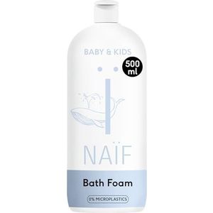 Naïf, Verzorgende Badschuim voor Baby & Kids, Voor plezier in bad met bubbels van natuurlijke ingrediënten zoals kokosolie, Zonder microplastics, minerale oliën, SLES, 100% Vegan, 500ML
