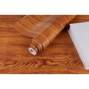 BUVU Plakfolie, meubelfolie, bruin, houtlook, zelfklevende folie, houtbehang, 45 cm x 300 cm, bruin, vintage, strepen, folie, waterdicht, wandbehang voor meubels, muren, kasten, keuken, tafels