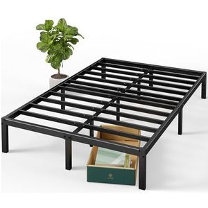 Zinus Elias Bed 180x200 cm - Hoogte 36 cm met opbergruimte onder het bed - metalen platform bedframe - zwart