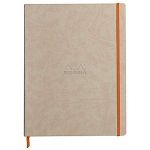 Rhodia Rhodiarama 117705C Notitieboek (met zacht deksel in DIN A4+, 220 x 297 mm, 80 vellen, microgeperforeerd, gelinieerd, met elastiek, bladwijzers, rekbare binnenzak) 1 stuk, beige