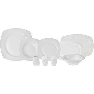 Karaca Deren Creme 60-delige serviesset voor 12 personen, tafelservies, serviesset voor 12 personen, porselein, rond, combiservies, wit porseleinen servies, soepborden met platte borden