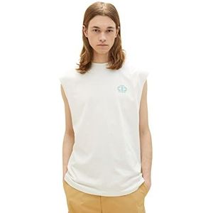 Tom Tailor Denim heren 1036450 T-Shirt, 12906 - Wool White, S