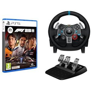 Logitech G G29 Driving Force racestuur en pedalen + EA SPORTS F1 25 Standard Edition PS5 - realistische Force Feedback, Pedalen van roestvrij staal - Zwart