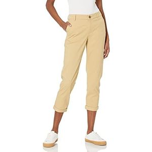 Amazon Essentials Dames Mid-Rise Slim-Fit Cropped Tapered Leg Khaki Broek, Khaki Bruin, 10