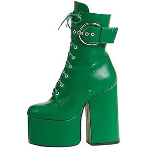 Lamoda Enkellaars voor dames, Groen PU, 39 EU