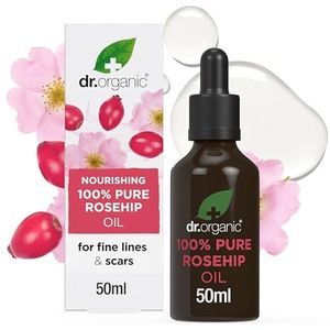 Dr Organic Rozenbottelolie, 100% Puur & Natuurlijk, Rijk aan Vitamine C, Verjong & Voed, Gezichtsolie, Aromatherapie, Veganistisch, Dierproefvrij, Zonder Parabenen & SLS, Biologisch, 50ml