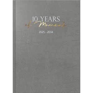 rido/idé 7022404015 10-Jahres-Kalender (2025-2034) ""10 Years of Moments""| 1 Seite = 1 Tag| A4| 416 Seiten| Kunstleder| grau
