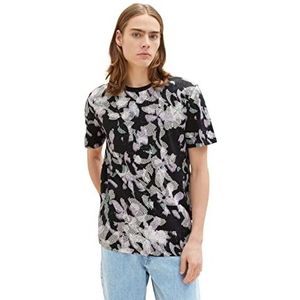 TOM TAILOR Denim Uomini T-shirt 1035607, 31336 - Dark Abstract Flower Print, L