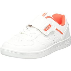FILA C. Court Velcro Kids Sneaker, White-Fiery Coral, 34 EU