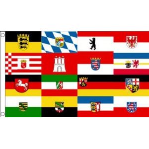 AZ FLAG Vlag 16 Landers Duitsland 90x60cm - vlag Duitsland Lander Duitsland 60x90cm - vlaggen