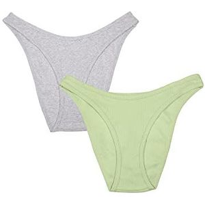 Smart & Sexy Damesondergoed in bikinistijl (verpakking van 2 stuks), glas, groen/gemêleerd grijs, L