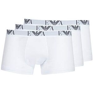 Emporio Armani Heren Men's Basic - Essential Monogram 3-pack Trunk Boxershorts, wit/wit/wit, XL
