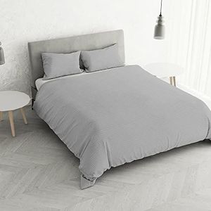 Italian Bed Linen CP-ST-2P Satijnen Stripes dekbedovertrek, dubbelgrijs, polyester
