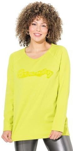 Ulla Popken - Shirt - Lichtgroen - Lange Mouw - Ronde Hals