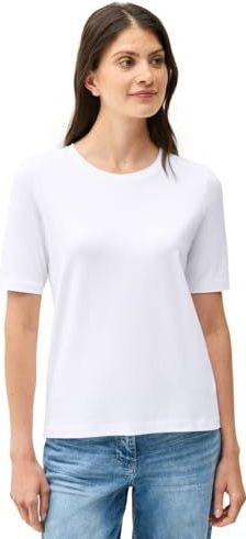 Cecil Dames Basic Shirt met ronde hals in Wit, Gr: XL