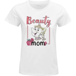 Disney Beauty & The Beast - Mrs Potts Beauty Mom WODBEASTS011 T-shirt voor dames, wit, maat L, Wit, L