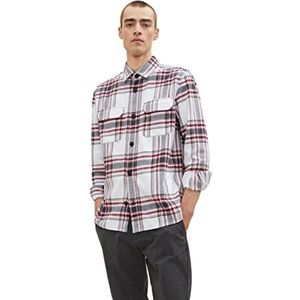 TOM TAILOR Uomini Overshirt jas van flanel 1033712, 30756 - Off White Ivy Red Big Check, XXL